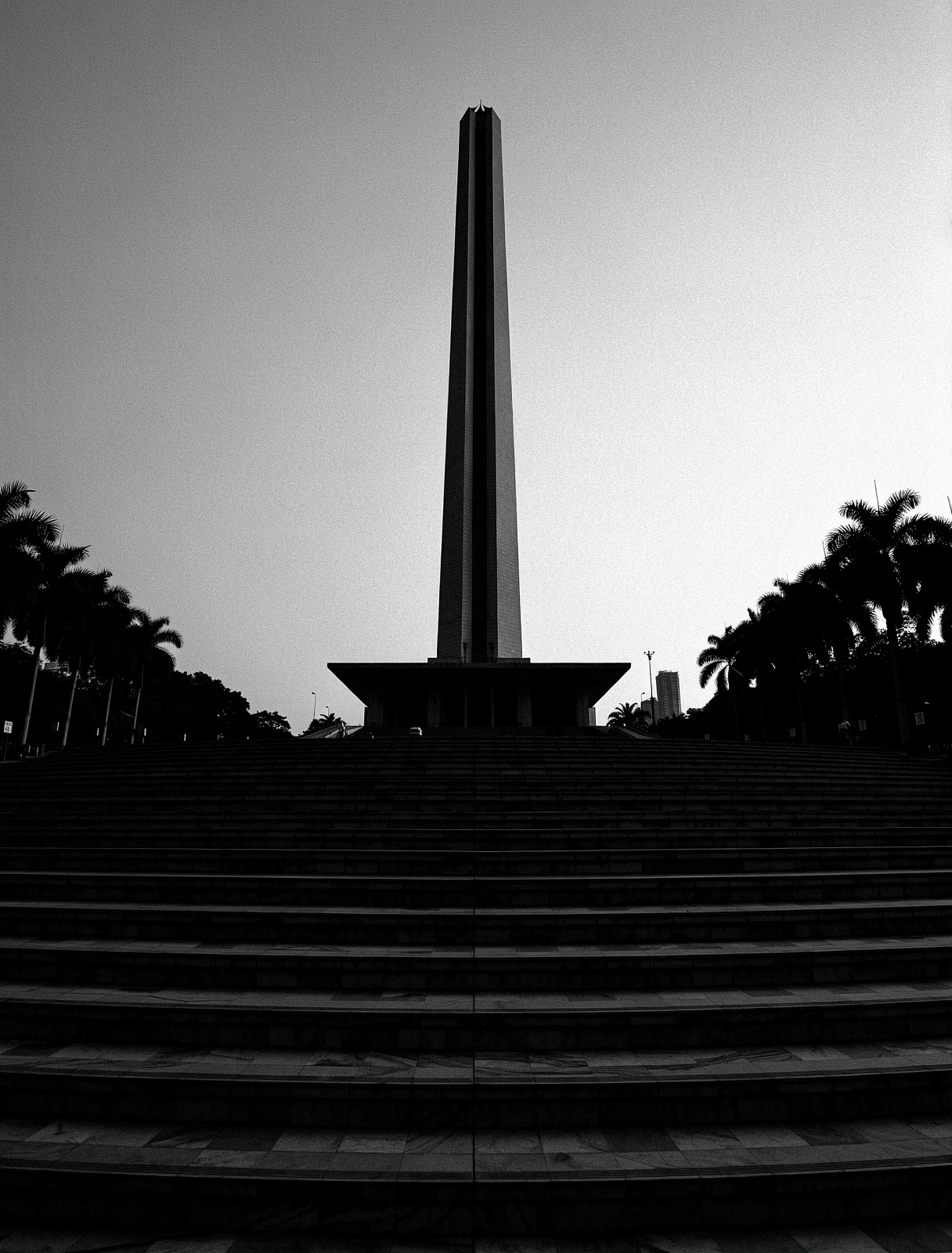 Jakarta brutalist architecture silhouette